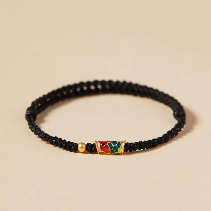 Bracelet tressé artisanal en forme de poisson koï, richesse et prospérité