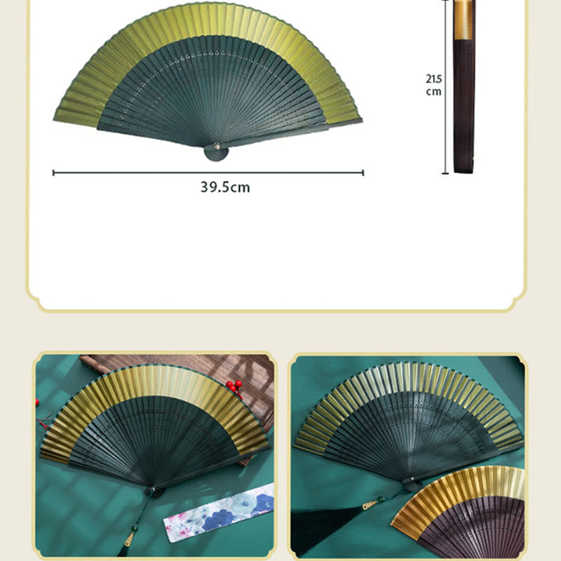 Éventail pliable en bambou dégradé pour décoration spirituelle
