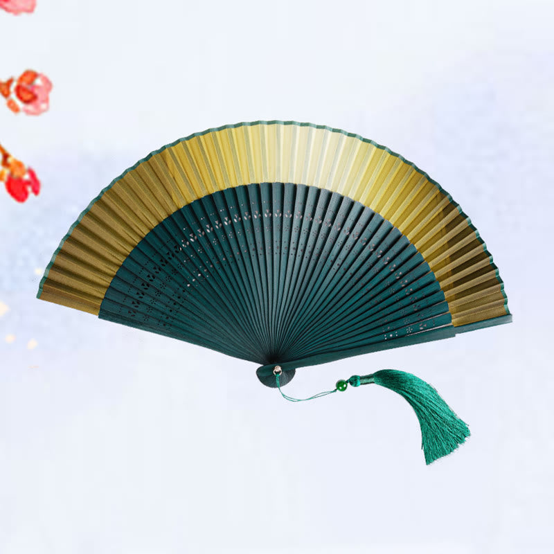 Éventail pliable en bambou dégradé pour décoration spirituelle