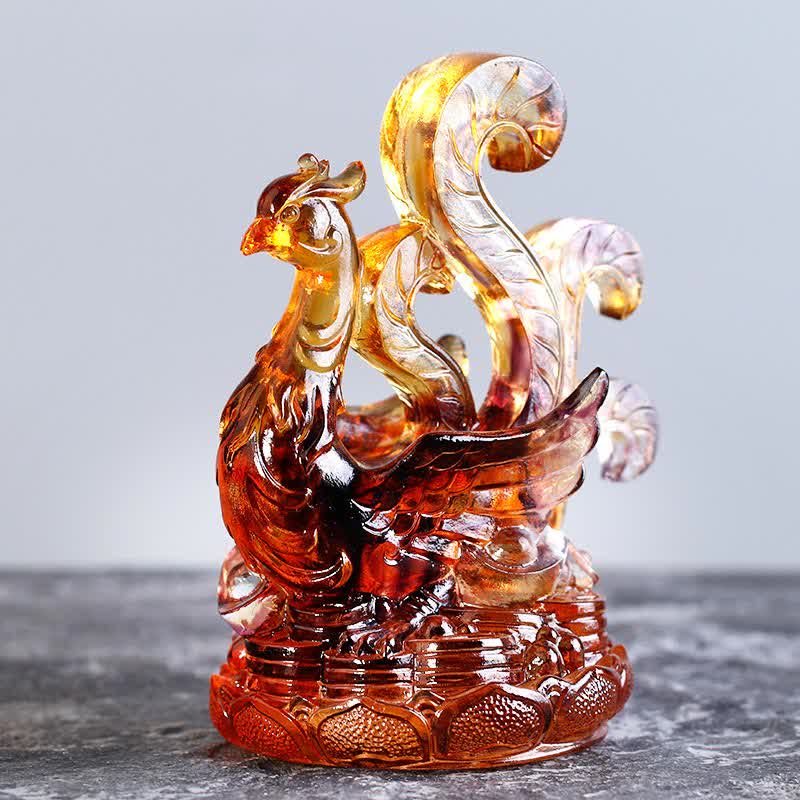 Statue Dragon Azur Liuli Feng Shui faite à la main 11 cm