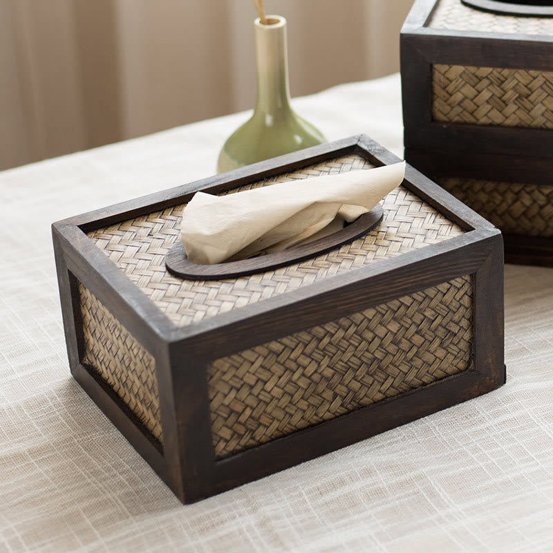 Boîte à mouchoirs en bambou faite à la main pour une décoration zen