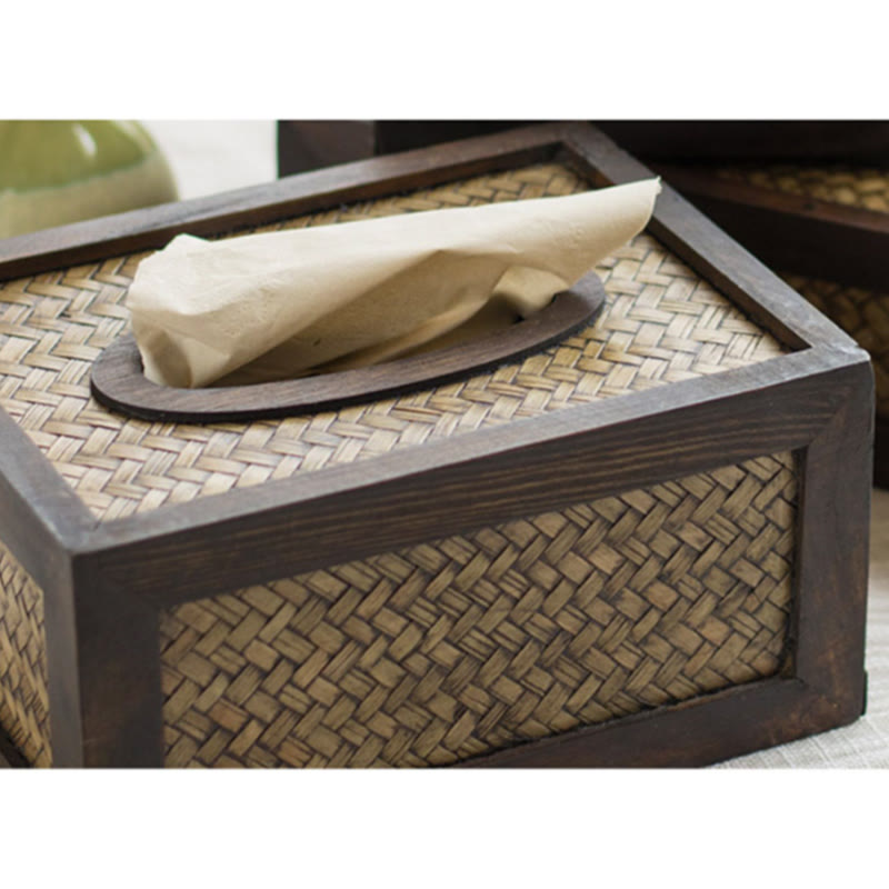 Boîte à mouchoirs en bambou faite à la main pour une décoration zen