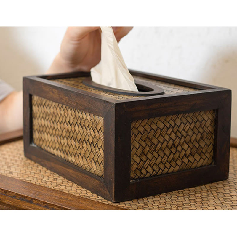 Boîte à mouchoirs en bambou faite à la main pour une décoration zen
