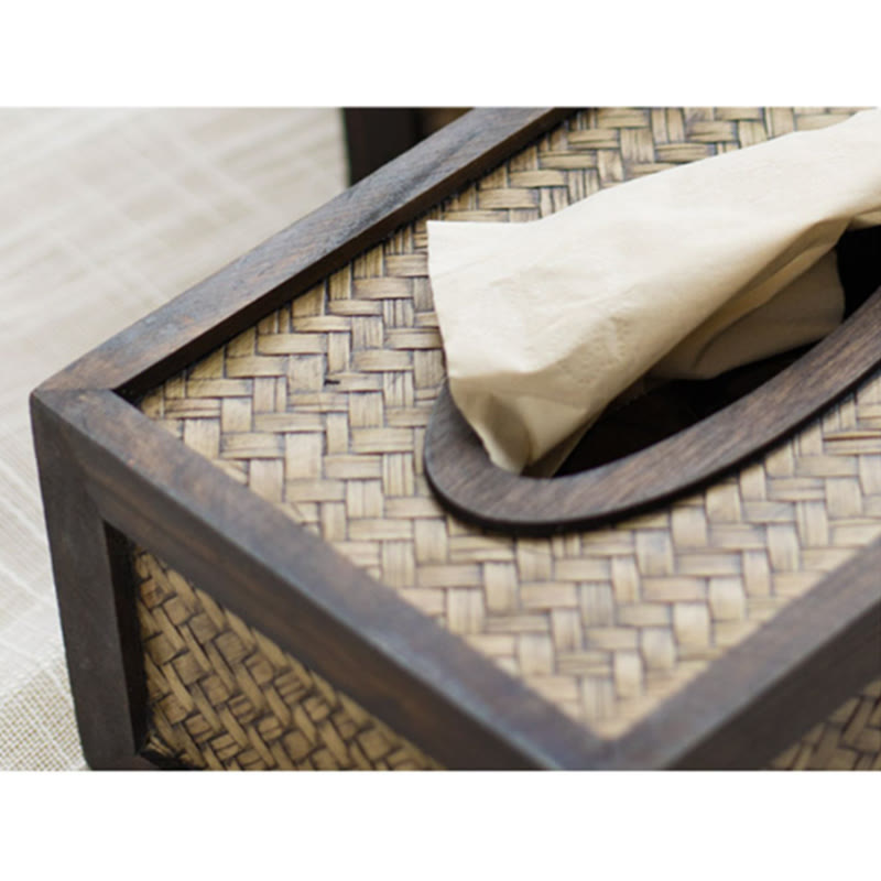 Boîte à mouchoirs en bambou faite à la main pour une décoration zen