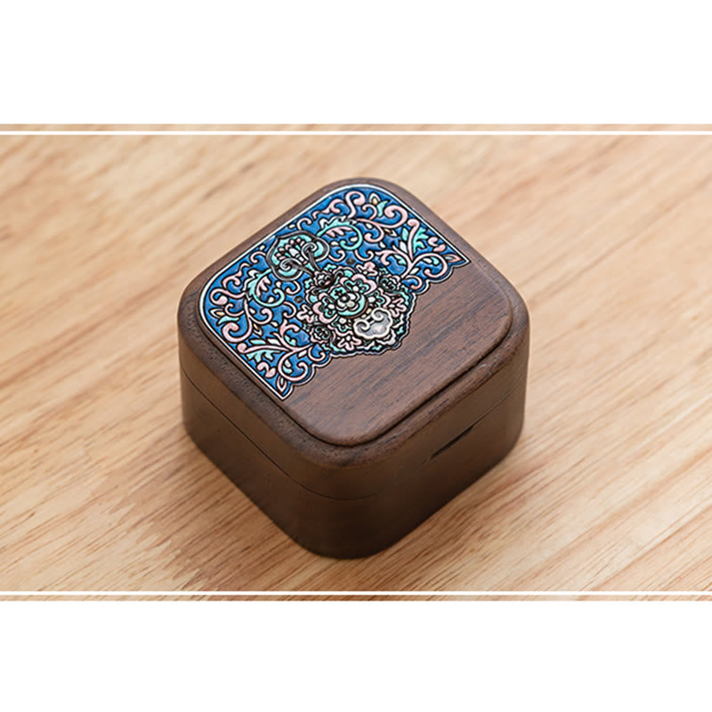 Boîte de rangement pour bagues et bijoux en bois de noyer noir faite à la main