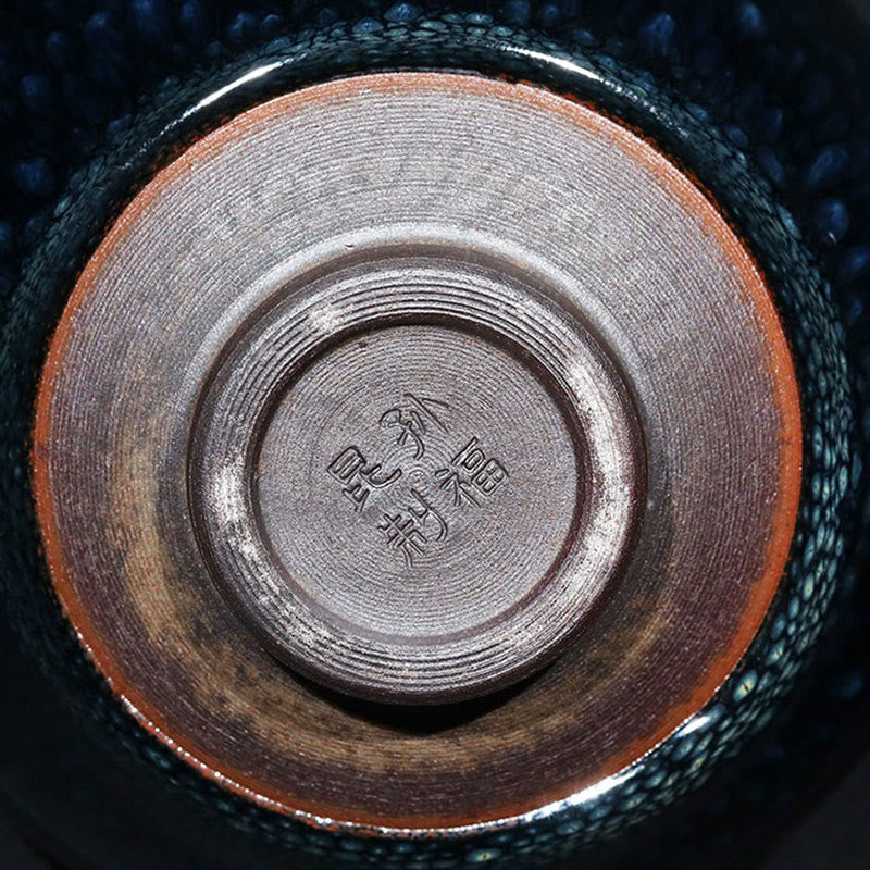 Tasse à thé en céramique Jianzhan à pois bleus Francolinus faite à la main, 110 ml