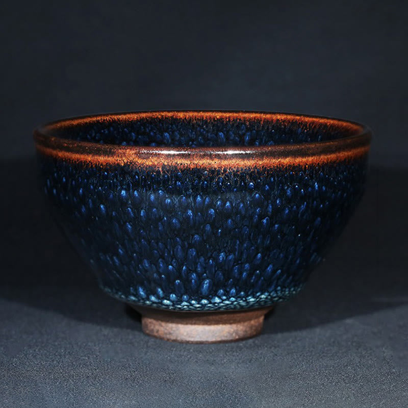 Tasse à thé en céramique Jianzhan à pois bleus Francolinus faite à la main, 110 ml