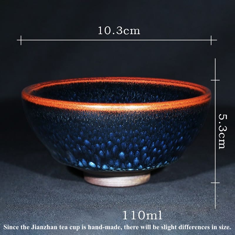 Tasse à thé en céramique Jianzhan à pois bleus Francolinus faite à la main, 110 ml