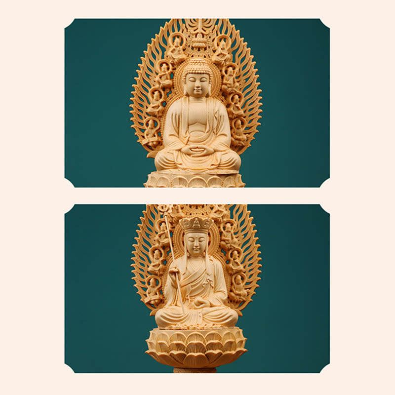 Statue de Bouddha en buis faite à la main pour la décoration de la maison