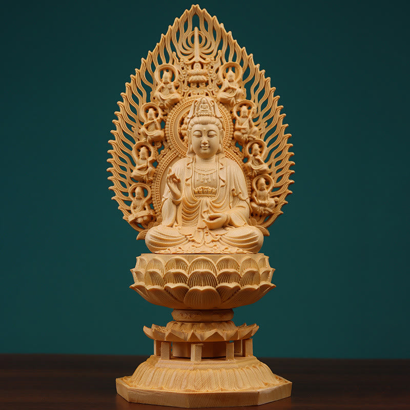 Statue de Bouddha en buis faite à la main pour la décoration de la maison