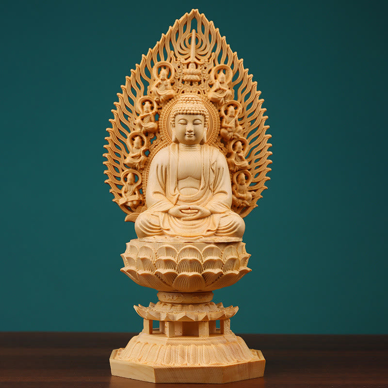 Statue de Bouddha en buis faite à la main pour la décoration de la maison