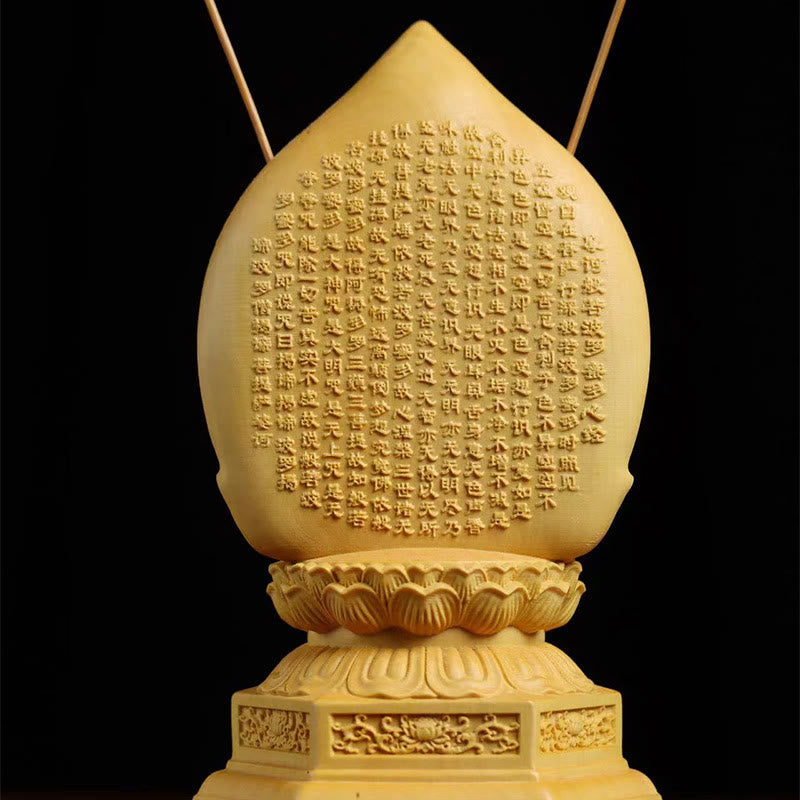 Statue de Kwan Yin en buis faite à la main, sculpture d'Avalokitesvara de 20 cm