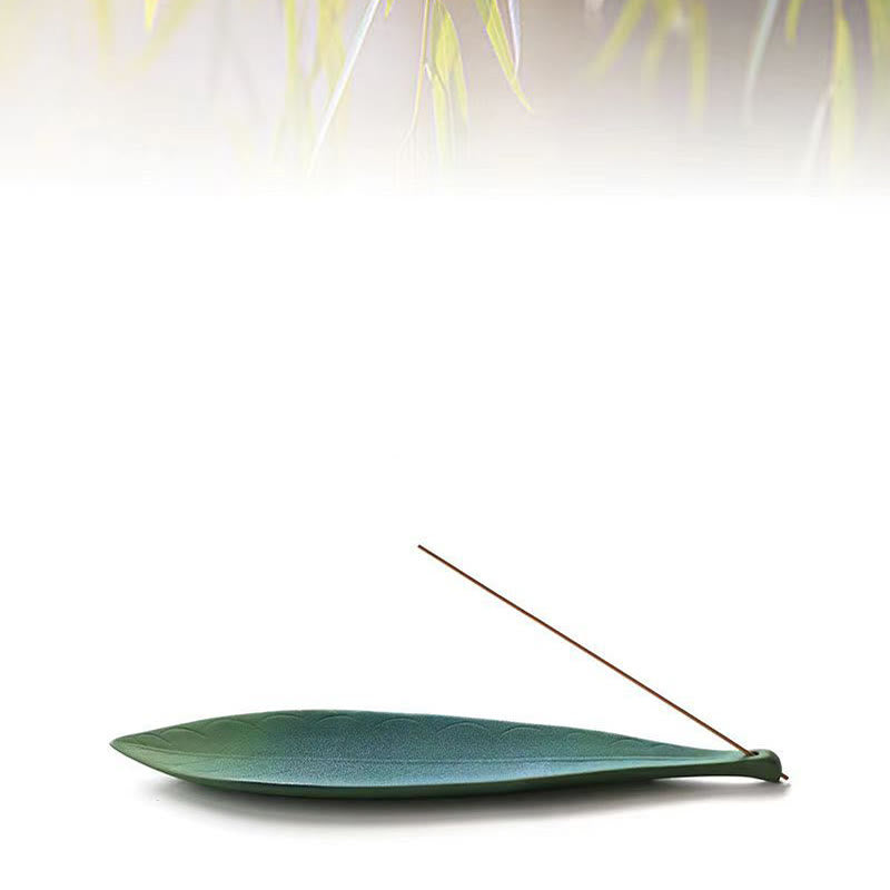 Brûleur d'encens en céramique fait à la main en feuilles de saule pour la guérison
