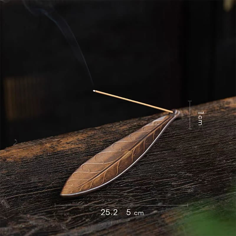 Brûleur d'encens en céramique fait à la main en feuilles de saule pour la guérison