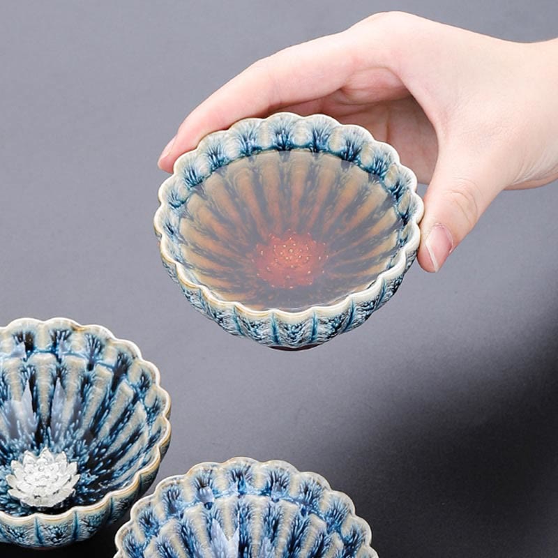 Tasse à thé en céramique chinoise Jian Zhan faite à la main, motif lotus, 80 ml