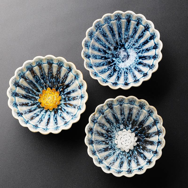 Tasse à thé en céramique chinoise Jian Zhan faite à la main, motif lotus, 80 ml