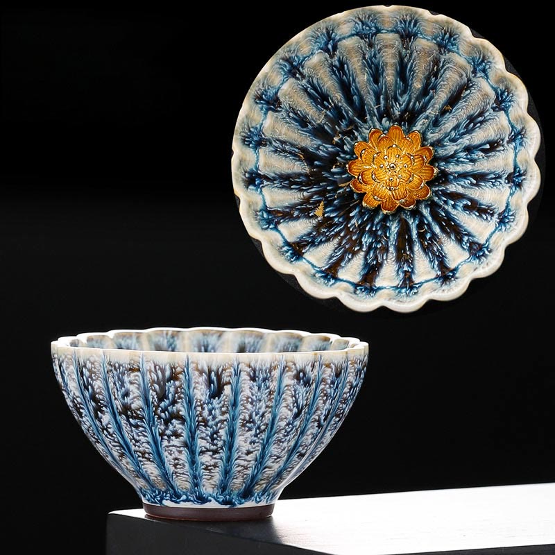 Tasse à thé en céramique chinoise Jian Zhan faite à la main, motif lotus, 80 ml