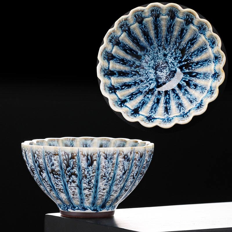 Tasse à thé en céramique chinoise Jian Zhan faite à la main, motif lotus, 80 ml