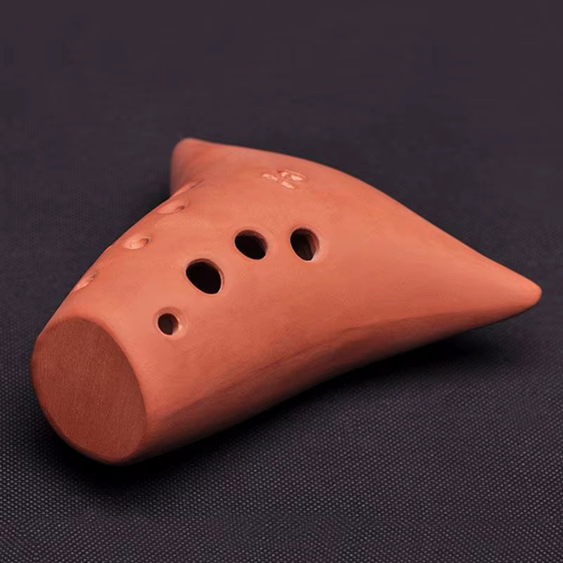 Handmade Chinese Xun Pottery Flute featuring a Terra Cotta Ocarina with 10 holes