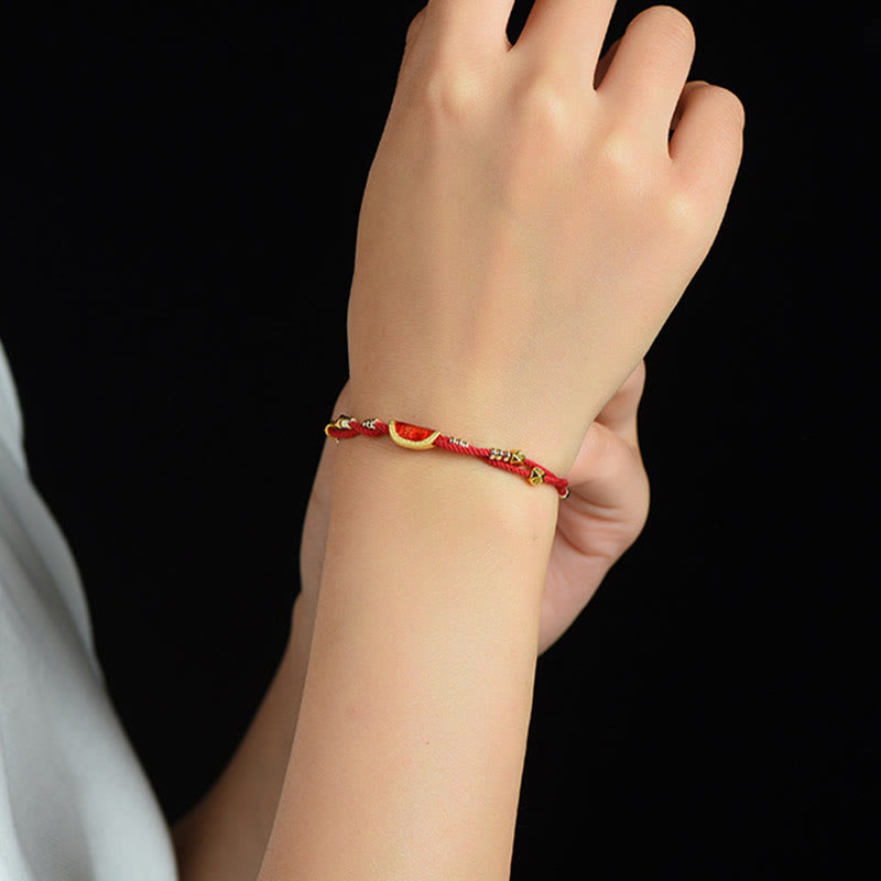 Bracelet porte-bonheur en cinabre fait main | Corde rouge 15-20 cm