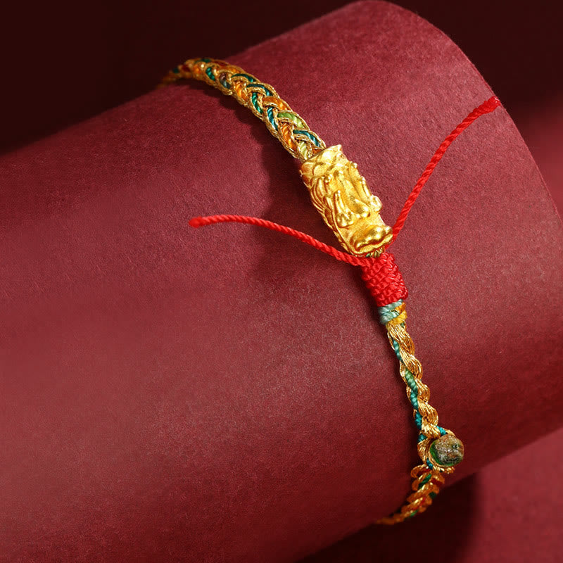 Bracelet tressé dragon coloré fait main 14 cm - 19 cm