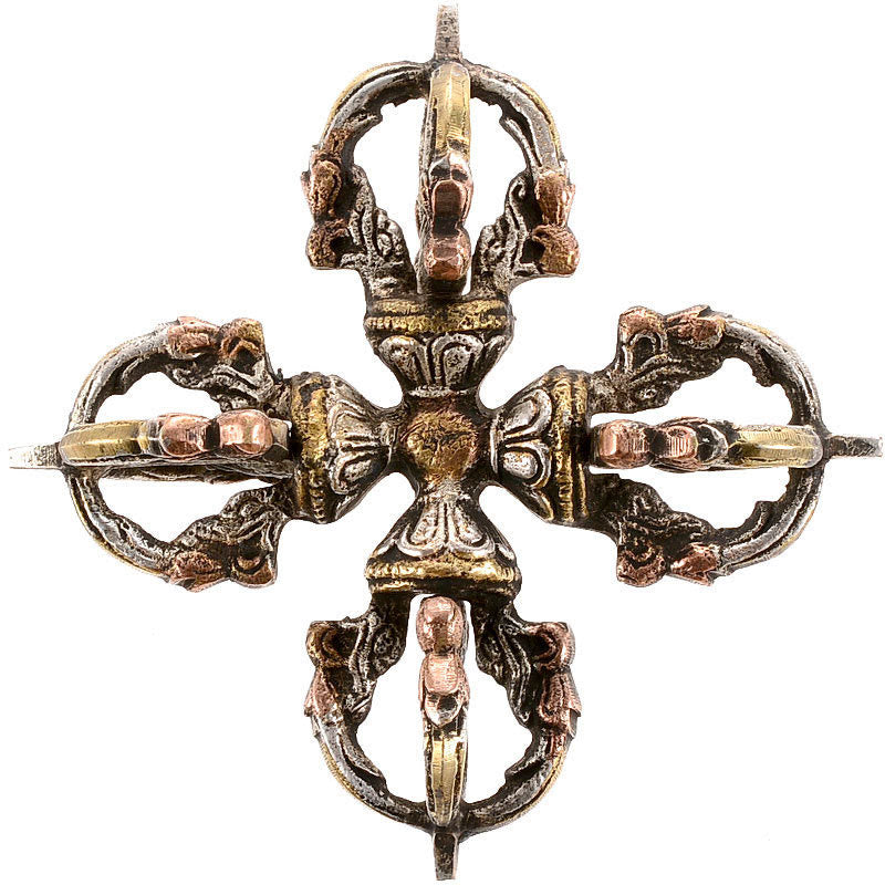 Vajra double Dorje fait main en cuivre et en fer pour la méditation