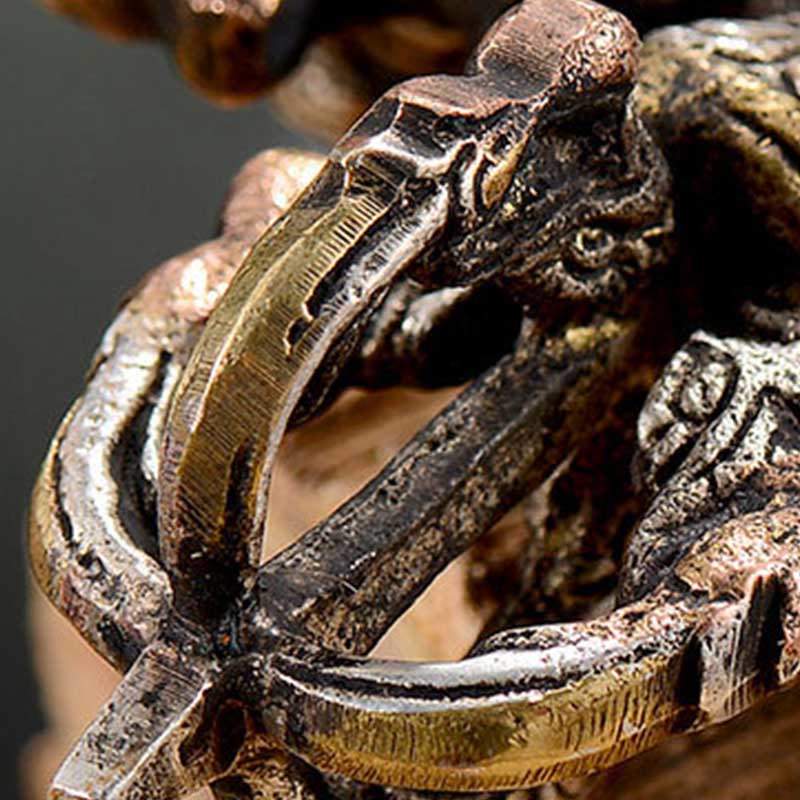 Vajra double Dorje fait main en cuivre et en fer pour la méditation