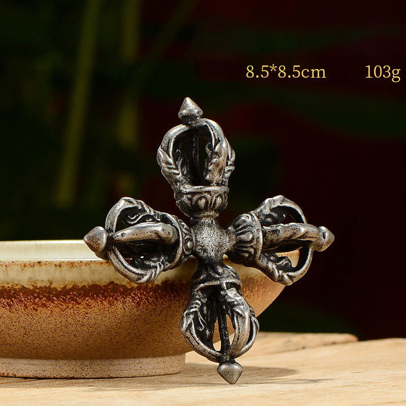 Vajra double Dorje fait main en cuivre et en fer pour la méditation