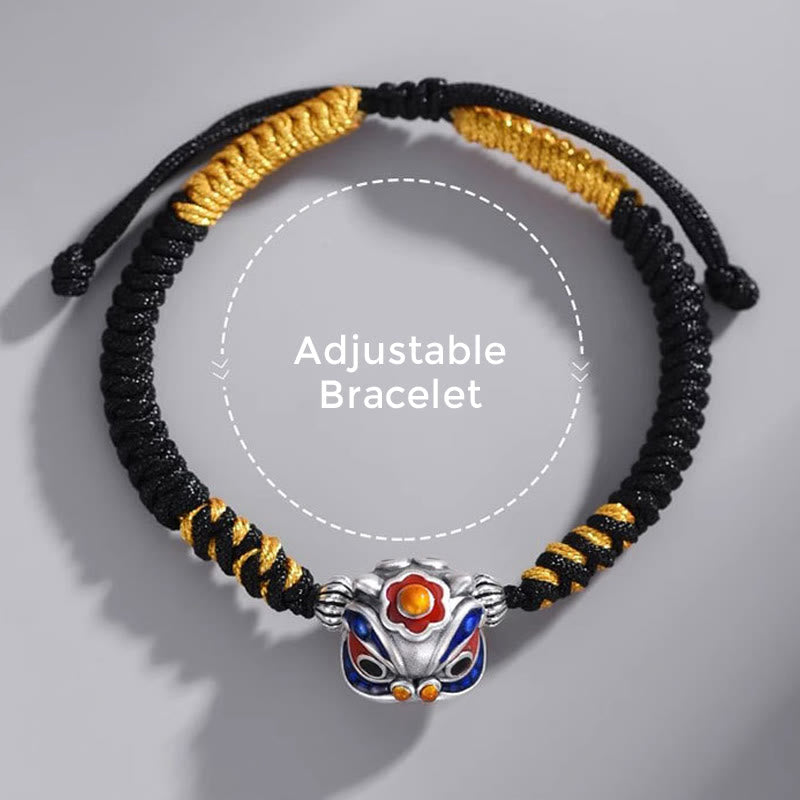 Bracelet de protection en fil rouge fait main avec lion dansant