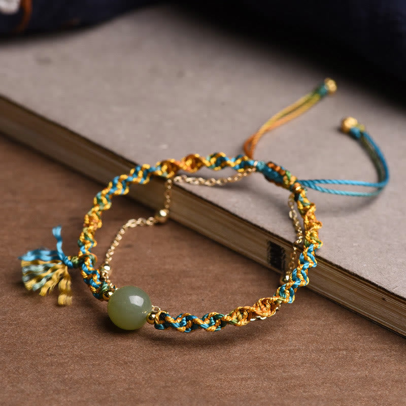 Bracelet double couche en jade fait main | Chance et abondance