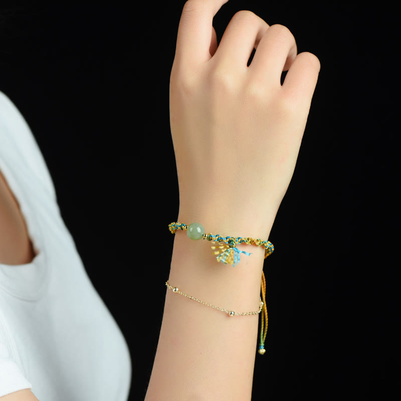 Bracelet double couche en jade fait main | Chance et abondance