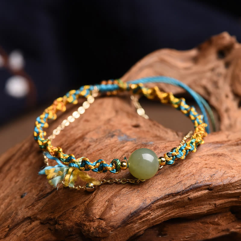 Bracelet double couche en jade fait main | Chance et abondance