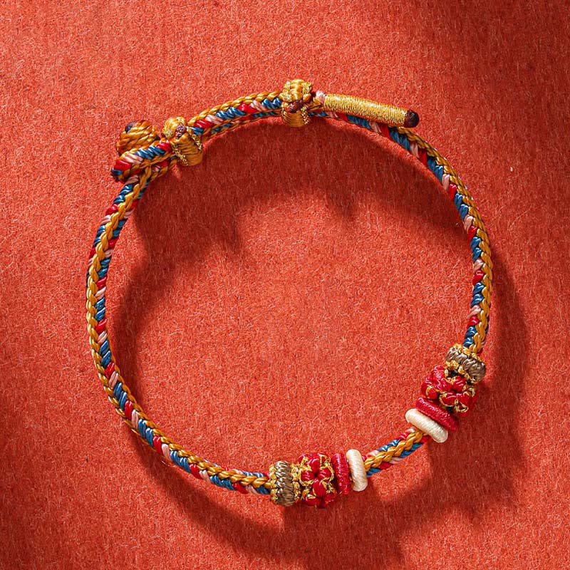 Bracelet porte-bonheur Dunhuang fait main en fil rouge