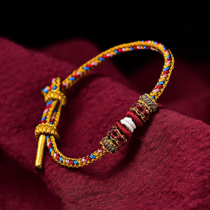 Bracelet porte-bonheur Dunhuang fait main en fil rouge