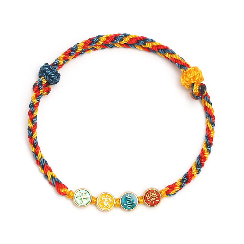 Bracelet de protection paix et joie en fil de couleur Dunhuang fait main