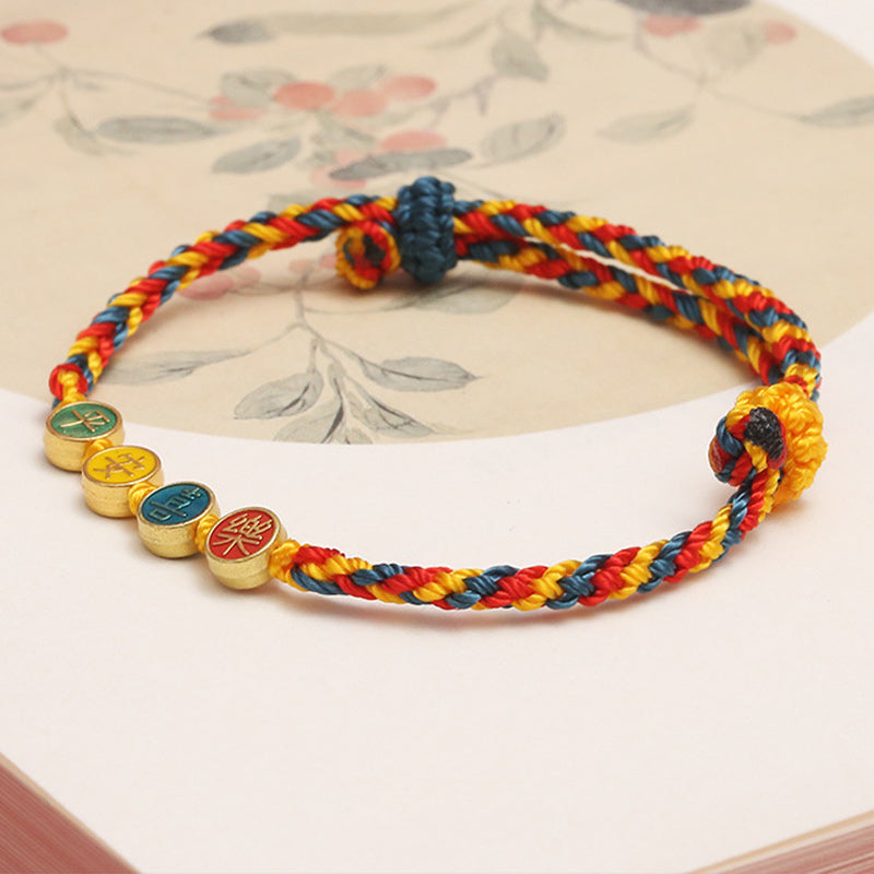 Bracelet de protection paix et joie en fil de couleur Dunhuang fait main