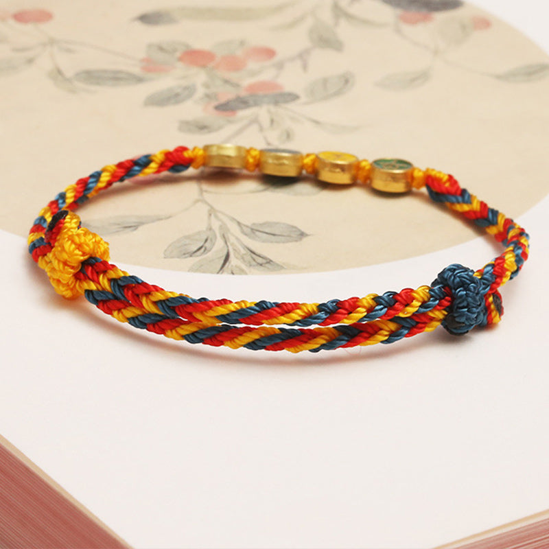 Bracelet de protection paix et joie en fil de couleur Dunhuang fait main
