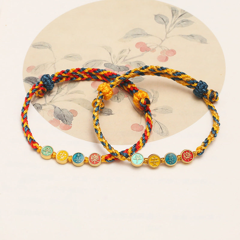 Bracelet de protection paix et joie en fil de couleur Dunhuang fait main