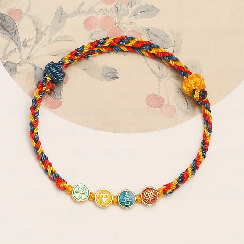 Bracelet de protection paix et joie en fil de couleur Dunhuang fait main