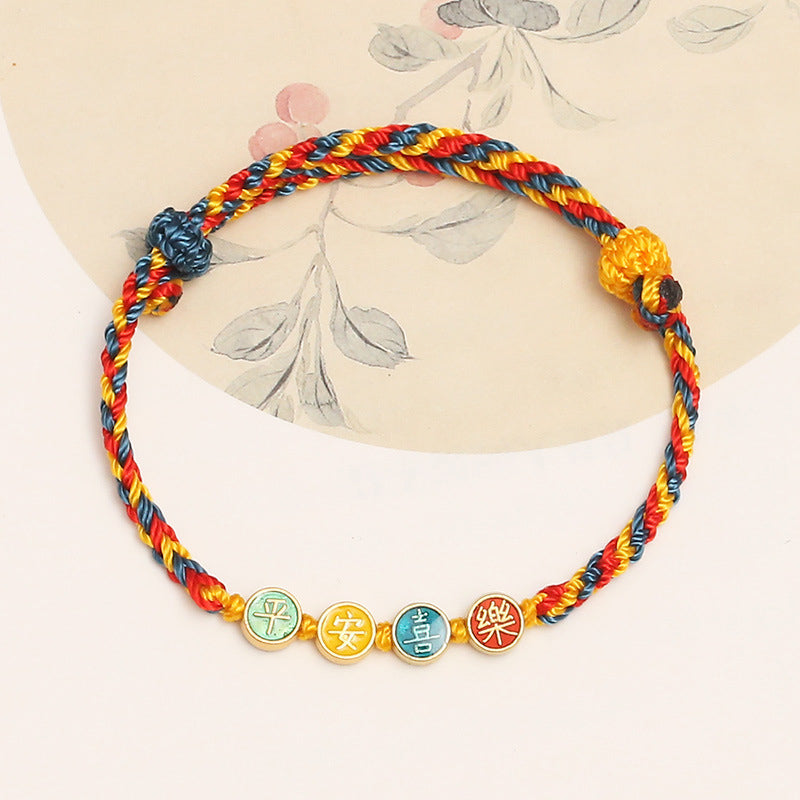 Bracelet de protection paix et joie en fil de couleur Dunhuang fait main