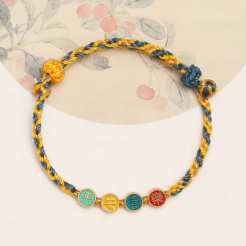 Bracelet de protection paix et joie en fil de couleur Dunhuang fait main