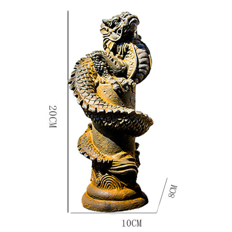 Statue de dragon volant en résine et poudre de fer faite à la main, 20 cm