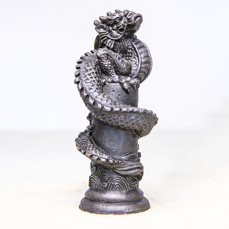 Statue de dragon volant en résine et poudre de fer faite à la main, 20 cm