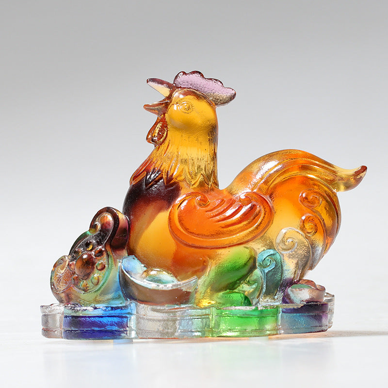 Figurine de dragon chinois en cristal Liuli faite à la main pour la protection et la prospérité