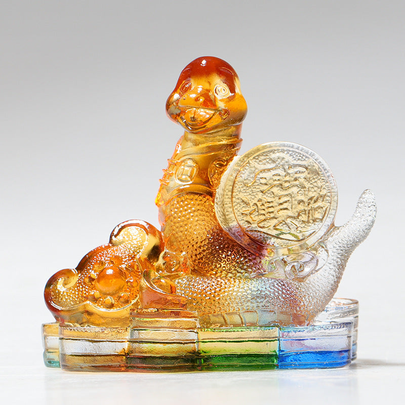 Figurine de dragon chinois en cristal Liuli faite à la main pour la protection et la prospérité