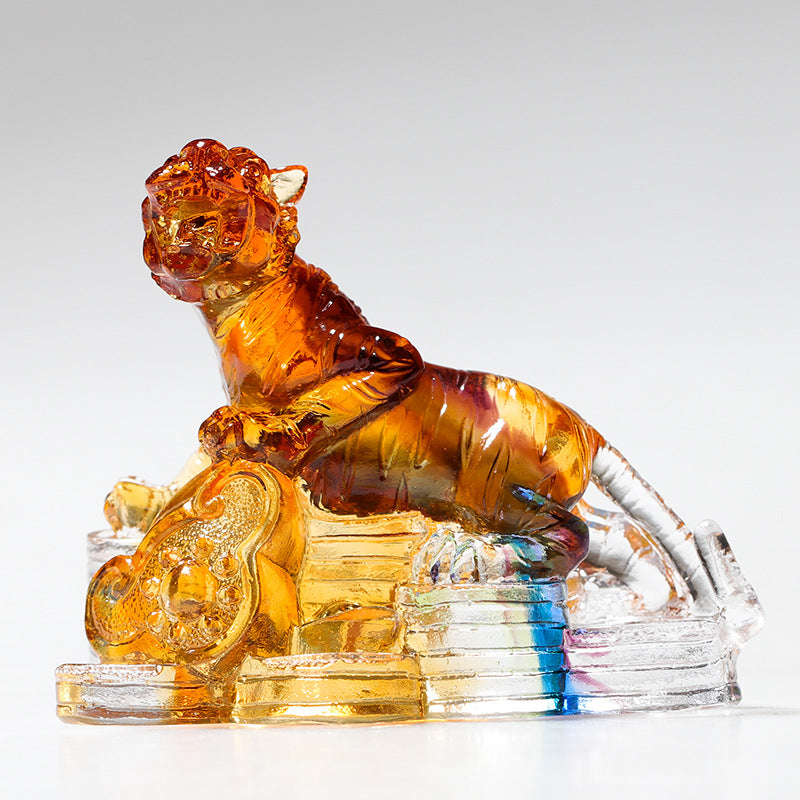 Figurine de dragon chinois en cristal Liuli faite à la main pour la protection et la prospérité