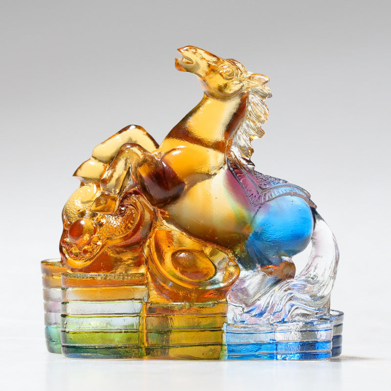 Figurine de dragon chinois en cristal Liuli faite à la main pour la protection et la prospérité