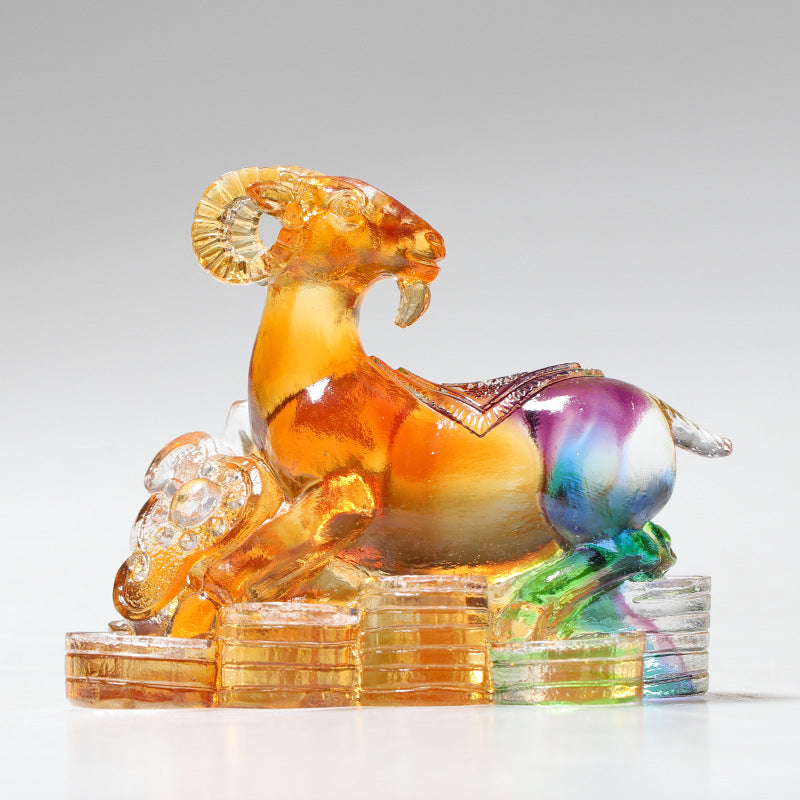 Figurine de dragon chinois en cristal Liuli faite à la main pour la protection et la prospérité