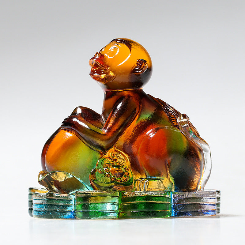 Figurine de dragon chinois en cristal Liuli faite à la main pour la protection et la prospérité