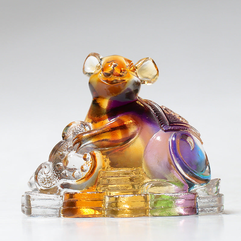 Figurine de dragon chinois en cristal Liuli faite à la main pour la protection et la prospérité